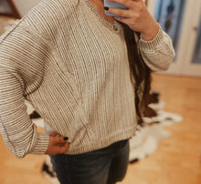 Load image into Gallery viewer, Stripe V-neck Knit Top
