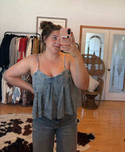Denim Flounce Top