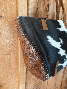 Emerson Hand-Tooled & Hairon Hide Bag