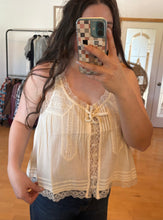 Load image into Gallery viewer, Tie Front Lace Tank
